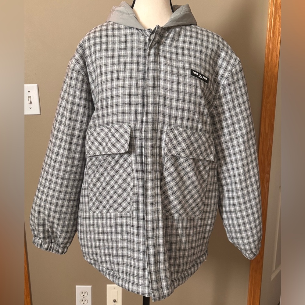 Sisters & Seekers - Gray Checkered Hooded Jacket